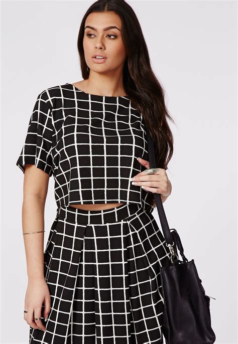 Missguided Plus Size Grid Print Crop Top 24 Missguided Lookastic