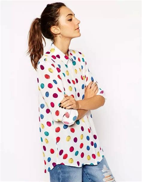 Blouse And Shirts Photo Color Polka Dot New Half Sleeve Blouse Shirt