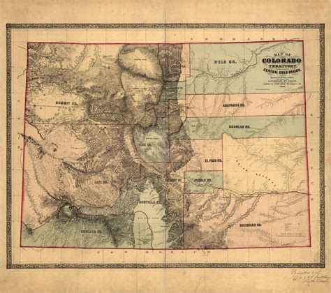 Map of Colorado Territory Embracing the Central Gold Region - Art