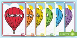 Days Of The Week On Hot Air Balloons Plain Twinkl