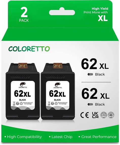 COLORETTO 62 XL Cartouches d encre Remanufacturées pour HP 62XL pour HP