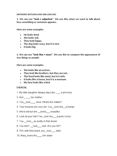 DIFFERENCE LOOK Vs LOOK LIKE | PDF