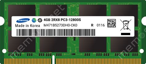 M471B5273DH0-CK0 - Samsung 1x 4GB DDR3-1600 SODIMM PC3-12800S Dual Rank ...