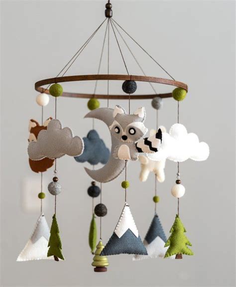 Woodland Animal Baby Mobile Felt Mobile Forest Mobile Etsy Nursery