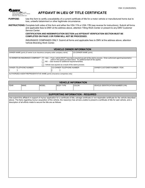 Form Vsa12 Fill Out Sign Online And Download Fillable Pdf Virginia