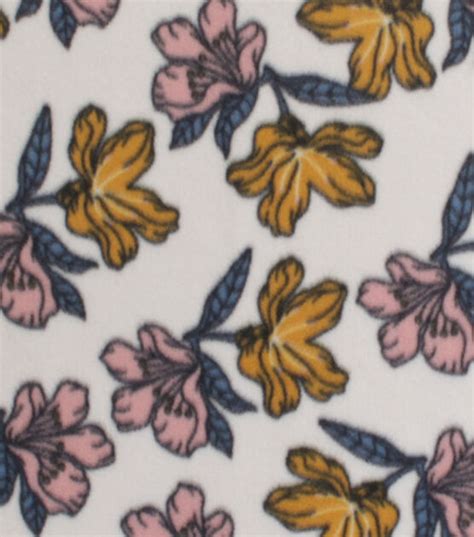 Pink And Mustard Floral Blizzard Fleece Fabric Joann