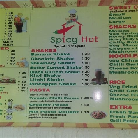 Menu At Spicy Hut Rupnagar