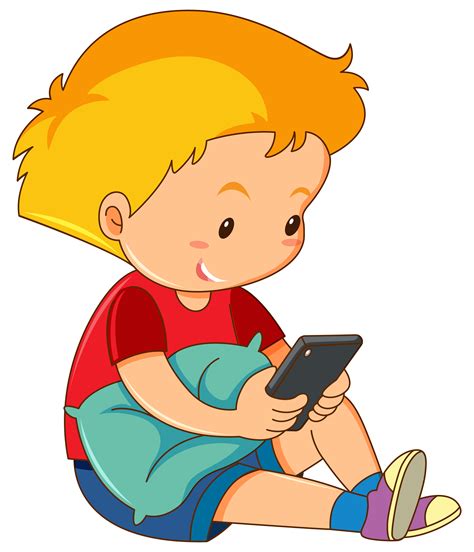 A boy playing mobile phone 433361 Vector Art at Vecteezy