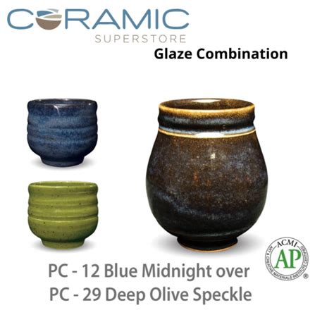 Blue Midnight Pc Over Deep Olive Speckle Pc Pottery Cone Glaze