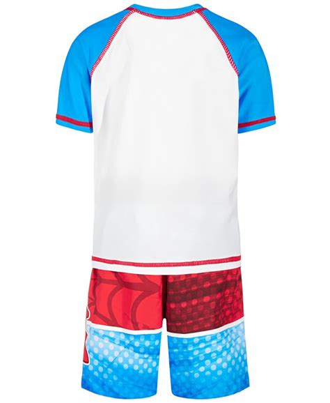 Dreamwave Toddler Boys 2 Pc Spiderman Rash Guard And Swim Shorts Set