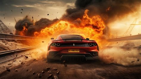 Premium Photo | Explosive High Speed Ferrari Chase Scene on Dusty Road