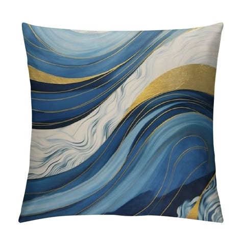 Comio Navy Blue Decorative Pillow Covers Marble Design Texture Throw