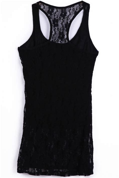 Black Floral Lace Tank Top Shein Sheinside