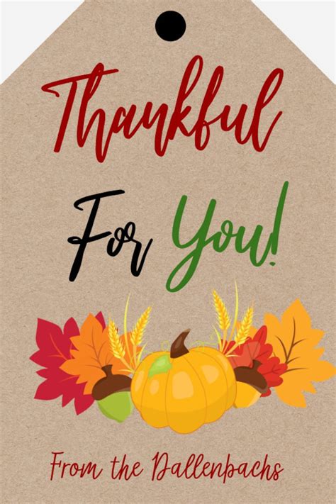 Editable Fall Thankful For You Gift Tag Templates Harvest Gratitude