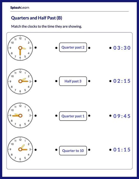 Ejercicio De Time Half Past Quarter Past Quarter To Time Worksheets