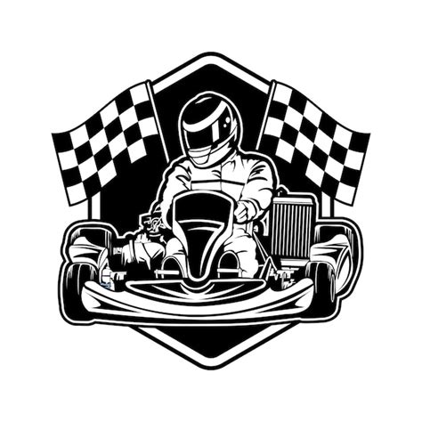 Go Kart Rennsport Vektor Illustrationslogo Design Premium Vektor