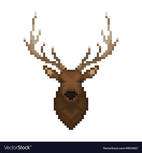 Deer Head Pixel Art Wild Animal Royalty Free Vector Image