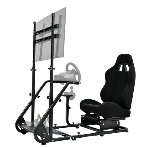 Supllueer Racing Simulator Cockpit Stand With Black Racing Seat