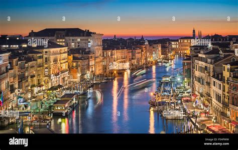 Night skyline of Venice with the Grand Canal, Italy Stock Photo - Alamy