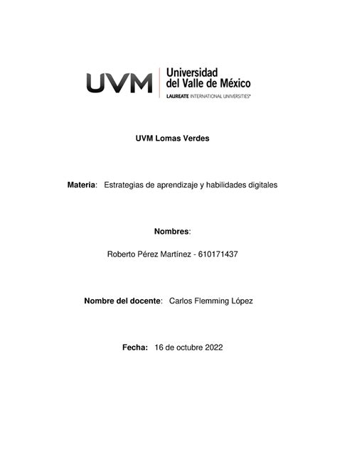 Actividad Estrategias Uvm Lomas Verdes Materia Estrategias De