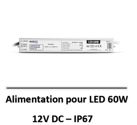 Miidex Alimentation Pour Led W V Dc Ip Garantie Ans