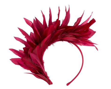 Burgundy Feather Fascinator Headband By Max Alexander Au