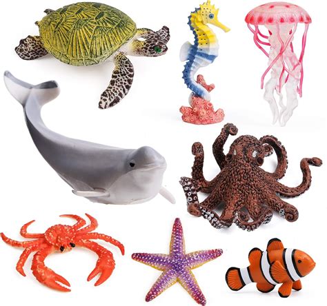 Uandme 8pcs Sea Animal Figures Realistic Ocean Animal