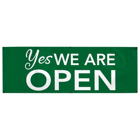 Yes We Are Open Banner | 2' x 6' - Customsigns.com