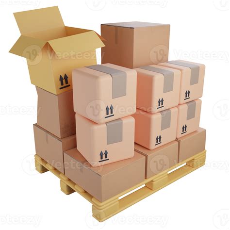 Stack Messy Parcel Box On Pallet Clipart Flat Design Icon Isolated On