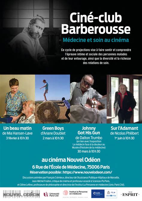 Programme du Ciné club Barberousse Médecine et cinéma janvier juin