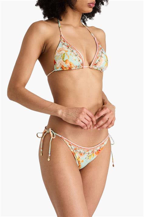 Camilla Crystal Embellished Floral Print Triangle Bikini The Outnet