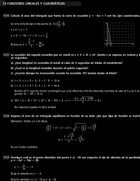 Funciones Lineales Y Cuadraticas Ejercicios Resueltos De Secundaria