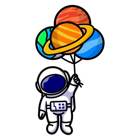 Astronaut With Planet Balloons Sticker Sticker Mania