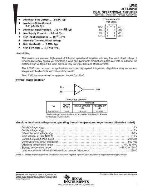 Lf Drg Ytjhfhfhfgj Lf Jfet Input Dual Operational Amplifier