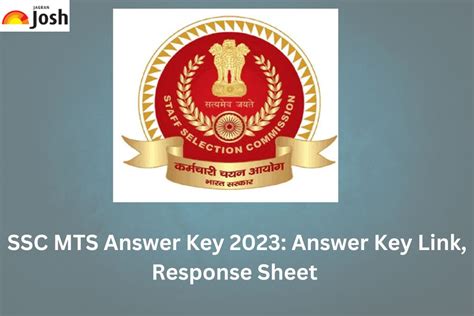 SSC MTS Answer Key 2023 OUT Paper 1 Answer Key PDF Response Sheet For