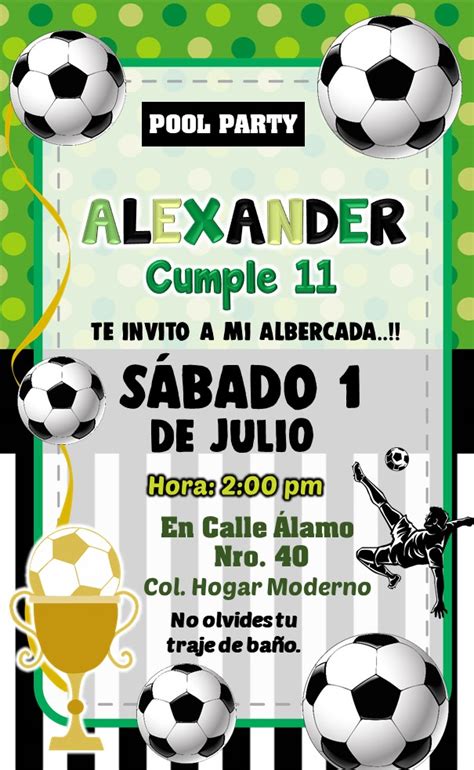 Descargar Invitación de Futbol Verde GRATIS