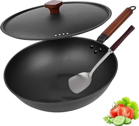 Amazon Ezzelux Carbon Steel Wok Pan With Lid Inch Nonstick Woks