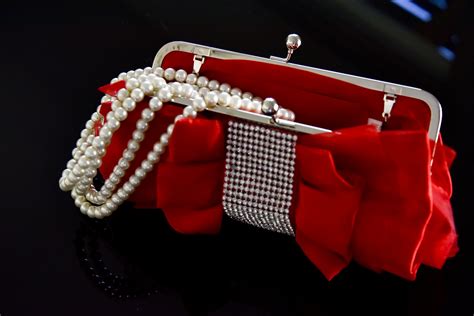 Red Purse And Pearls Free Stock Photo Public Domain Pictures