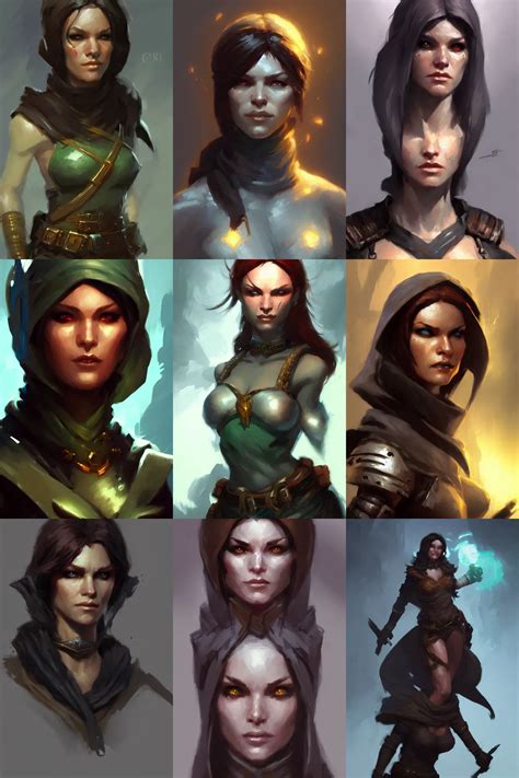 High Fantasy Female Rogue Portrait By Craig Mullins Stable Diffusion