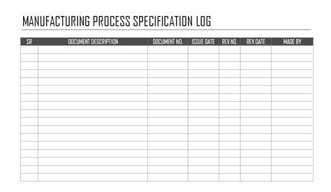 Manufacturing Process Sheet Format