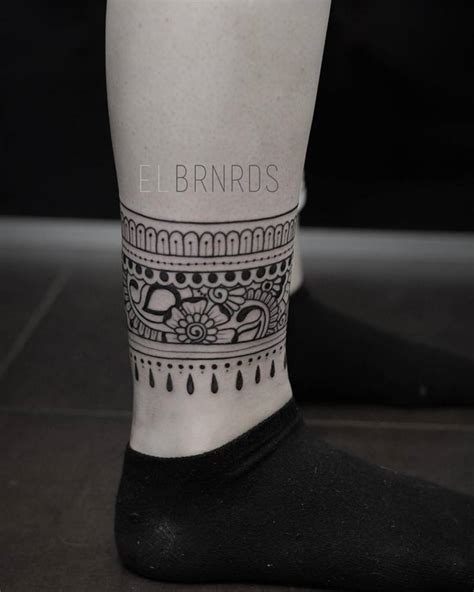 Henna Ornamental Style Ankle Band Tattoo