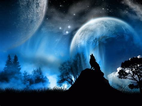 HD wallpaper: howling wolf under moon wallpaper, moonlight, fantasy, nature | Wallpaper Flare