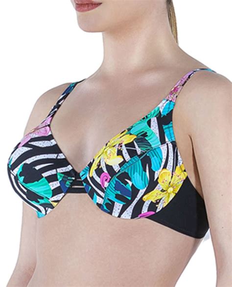 Top Bikini De Capacidad De Estampado Floral Combinado Tropical Cebra Bikini Bikini