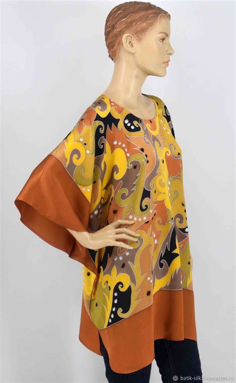 Блузки: Блузка батик"Золотой Восток"100% Шелк ручная роспись в интернет ...
