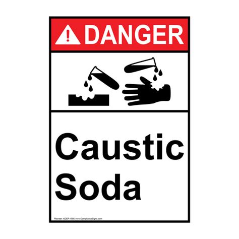 Vertical Caustic Soda Sign Ansi Danger Caustic