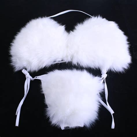 Faux Fur Bikini Set Furry Bra For Women Fluffy Bikini Set Etsy Canada