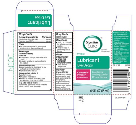 Signature Care Lubricant Eye Drops Long Lasting Polyethylene Glycol 400 Propylene Glycol Solution