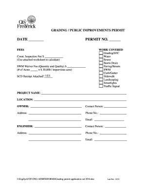 Fillable Online Grading Permit Application Oct Doc Fax Email Print