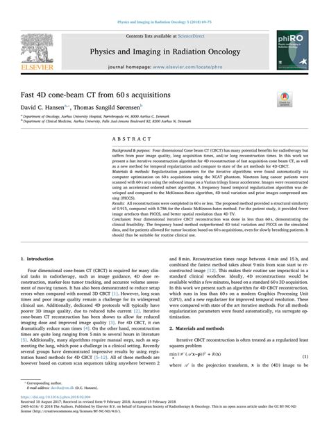 Pdf Fast D Cone Beam Ct From S Acquisitions