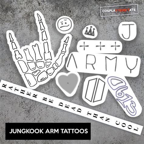 BTS Jung Kook 전정국 Temporary Tattoo Temp Tat Arm Hang Army - Etsy